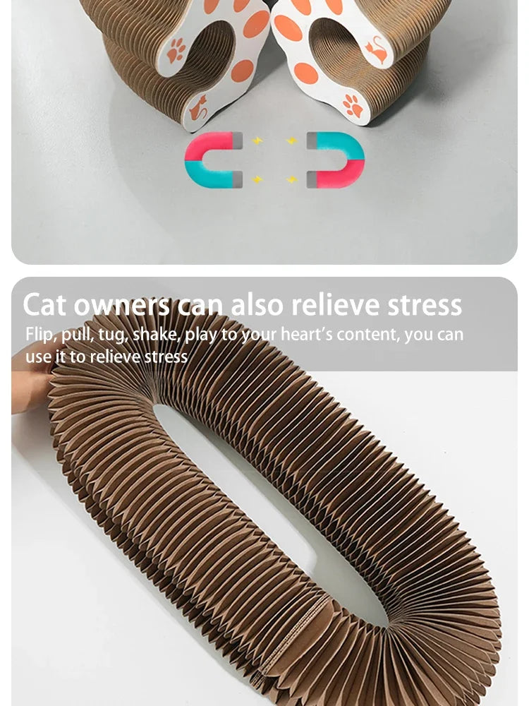 Transformable Cat Scratching Board - Magnetic Corrugated Cardboard Scratcher with Interactive Bell