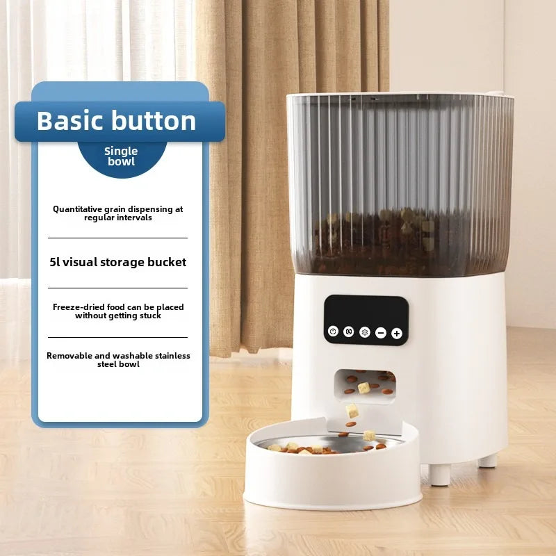 Smart WiFi Cat Feeder with HD Camera - 5L Automatic Pet Food Dispenser with Voice Control & Stainless Steel Bowl