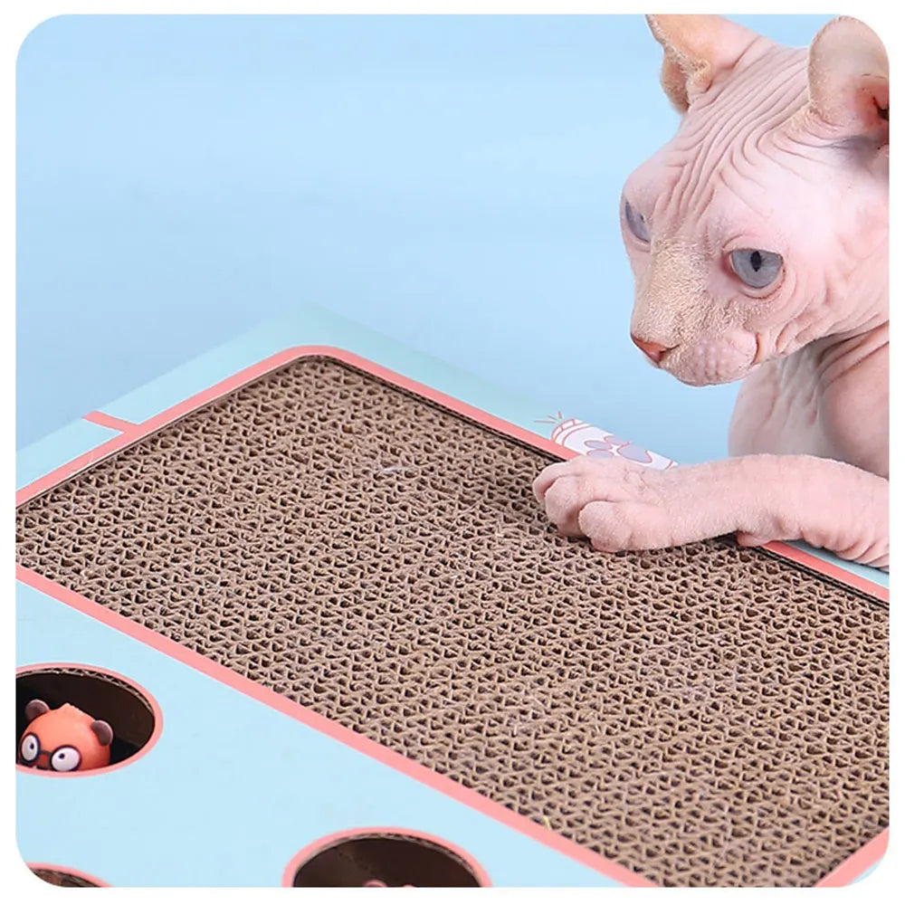 Interactive Whack-a-Mole Cat Scratching Board - Multi-Function Puzzle Toy with Claw Care