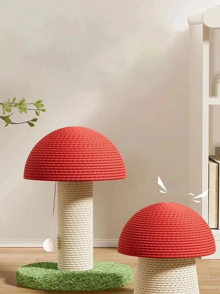 Mushroom Cat Scratching Post - Adorable Sisal Rope Scratcher with Stable Base