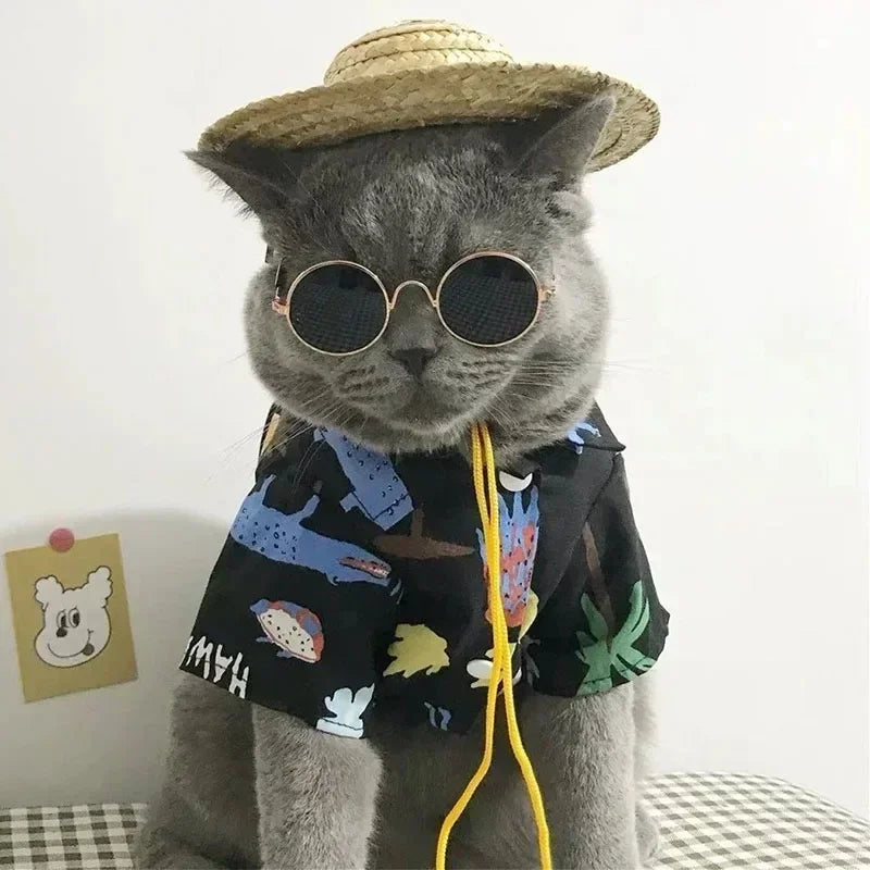 Cat Sunglasses with UV Protection - Cute Pet Photo Props for Cats & Small Dogs