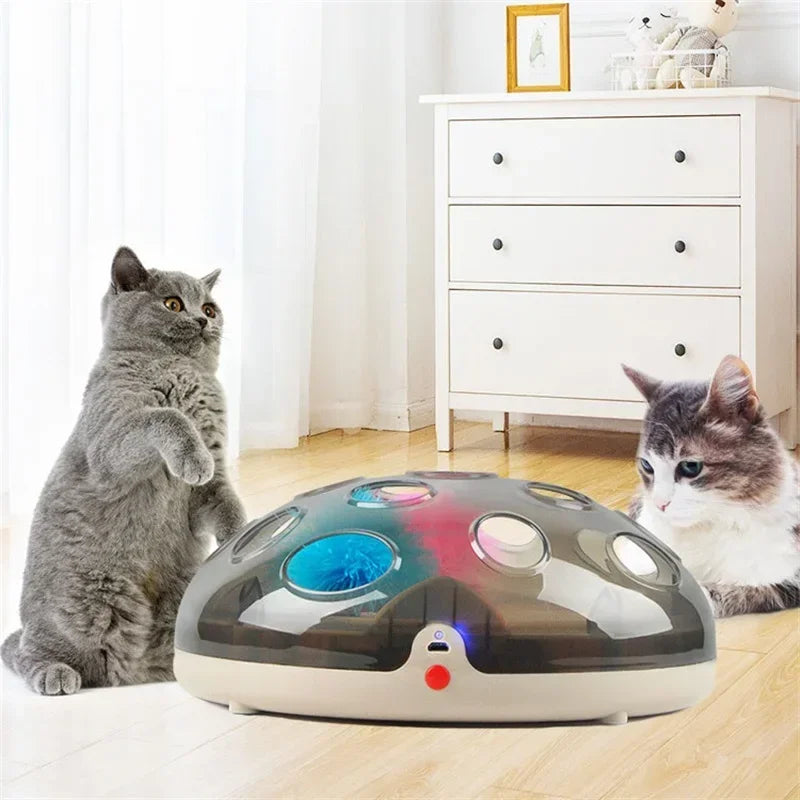 Magnetic Levitation Cat Toy - Rechargeable Interactive Feather Spinner with Plush Balls