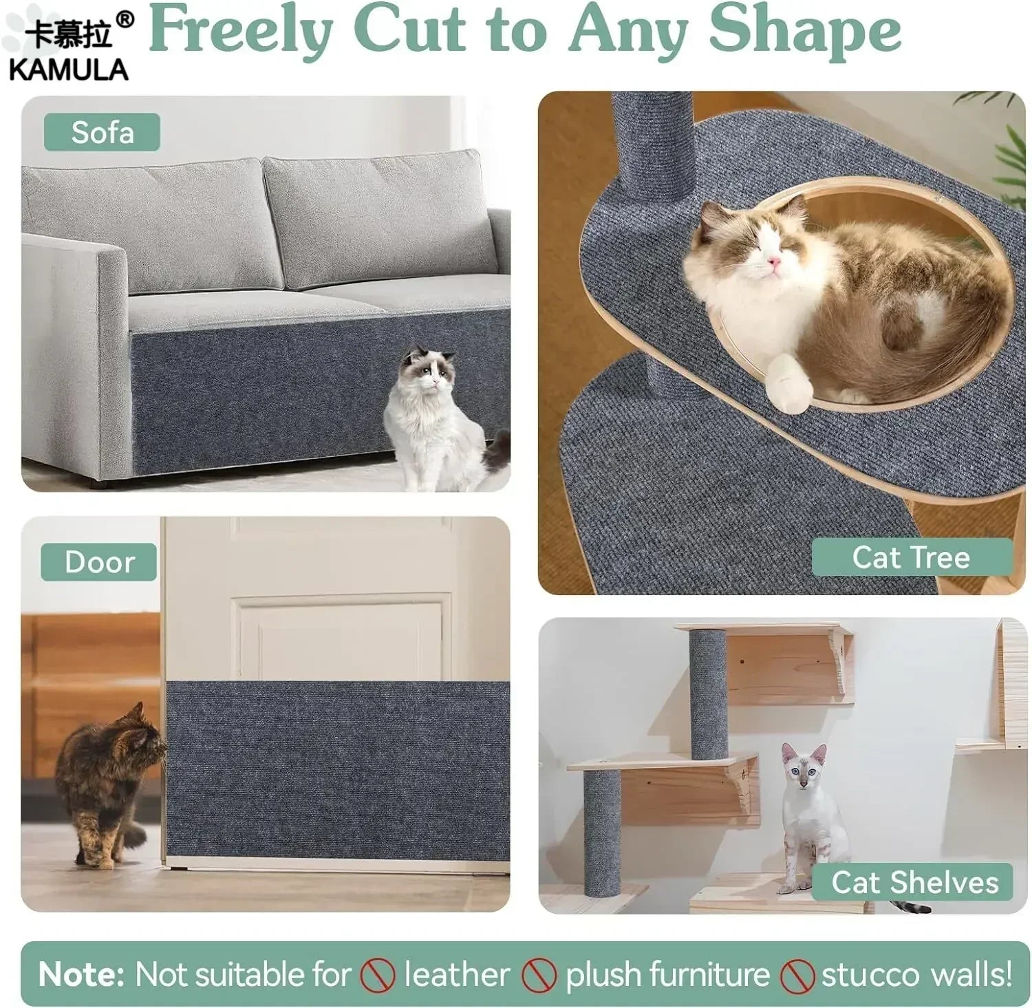 Self-Adhesive Cat Scratching Mat - Trimmable Furniture Protector for Sofas, Walls & Corners