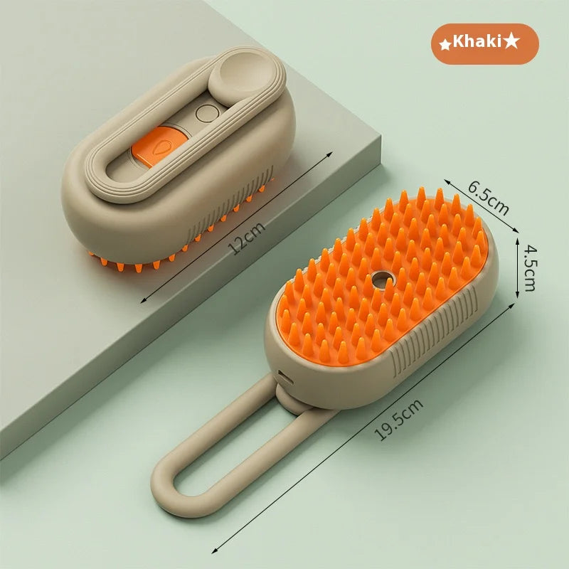 Steam Cat Brush (3-in-1 USB Rechargeable) - Electric Grooming Tool with Massage & Deshedding