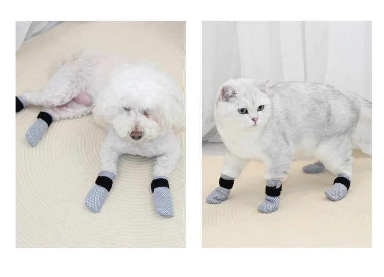 Cat Paw Protector Socks - Soft Anti-Scratch Booties with Secure Velcro Fastening for Indoor Cats