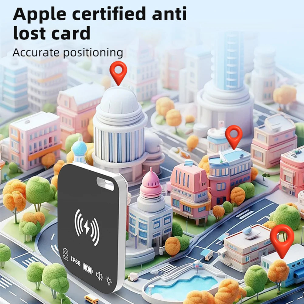 Ultra-Slim Cat Collar Tracker Card - IPX68 Waterproof Apple Find My Compatible Tag for Cats