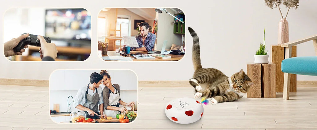 Interactive Whack-a-Mole Cat Toy - 7 Hole Automatic Feather Game for Indoor Cats