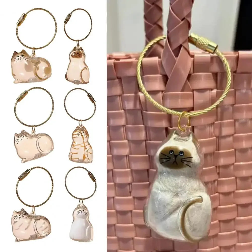 Cat Fur Keepsake Keyring - Transparent Pet Hair Storage Bottle Memorial Gift (Pack of 1/6)