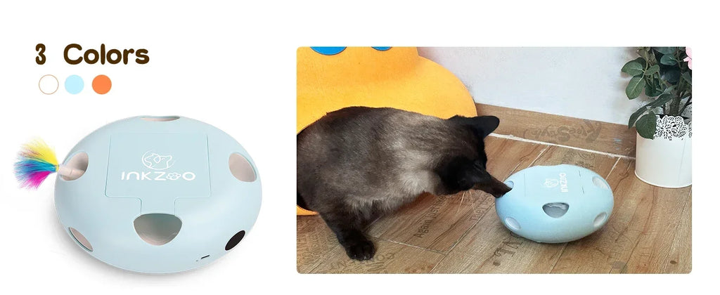 Interactive Whack-a-Mole Cat Toy - 7 Hole Automatic Feather Game for Indoor Cats
