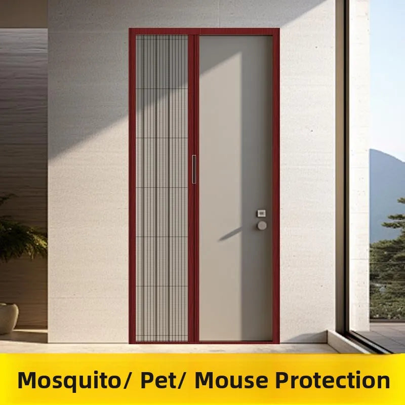 Cat-Safe Retractable Screen Door - Keep Cats In & Insects Out, No-Drill Mesh Barrier, Aluminium Frame for Fresh Air Without Escape Risks