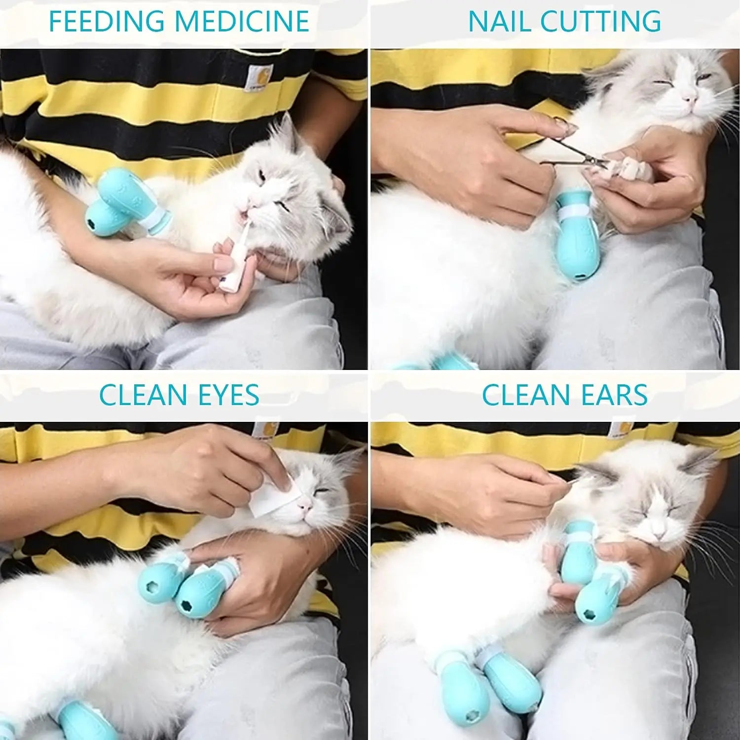Cat Grooming Boots - Adjustable Silicone Paw Protectors for Safe Bathing and Nail Trimming