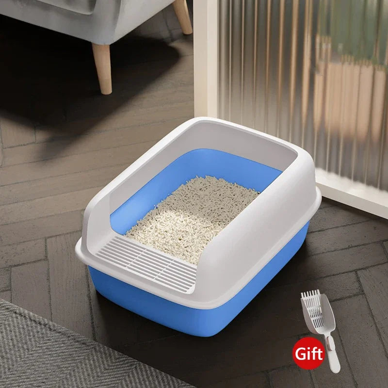 Semi-Enclosed Cat Litter Box with Removable Sifting Tray - Anti-Splash Design for Small Cats & Kittens