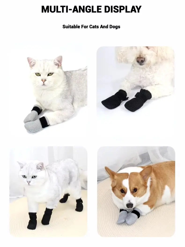 Cat Paw Protector Socks - Soft Anti-Scratch Booties with Secure Velcro Fastening for Indoor Cats