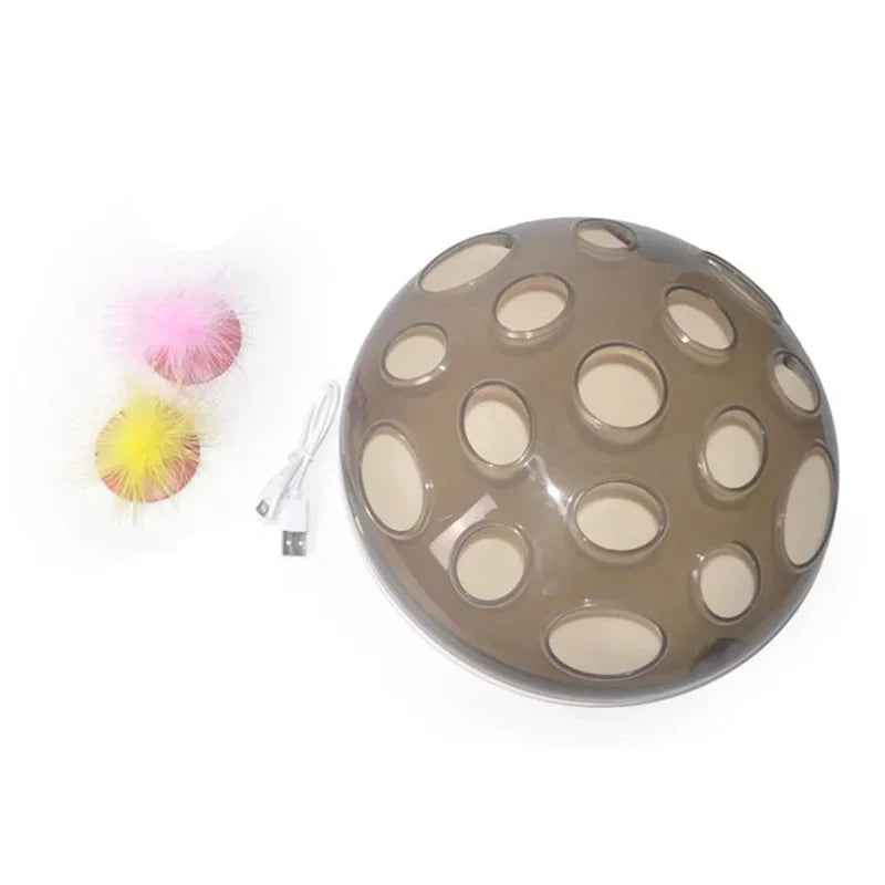 Magnetic Levitation Interactive Cat Toy - Rechargeable Rotating Feather Ball Chase Disc for Indoor Exercise and Mental Stimulation