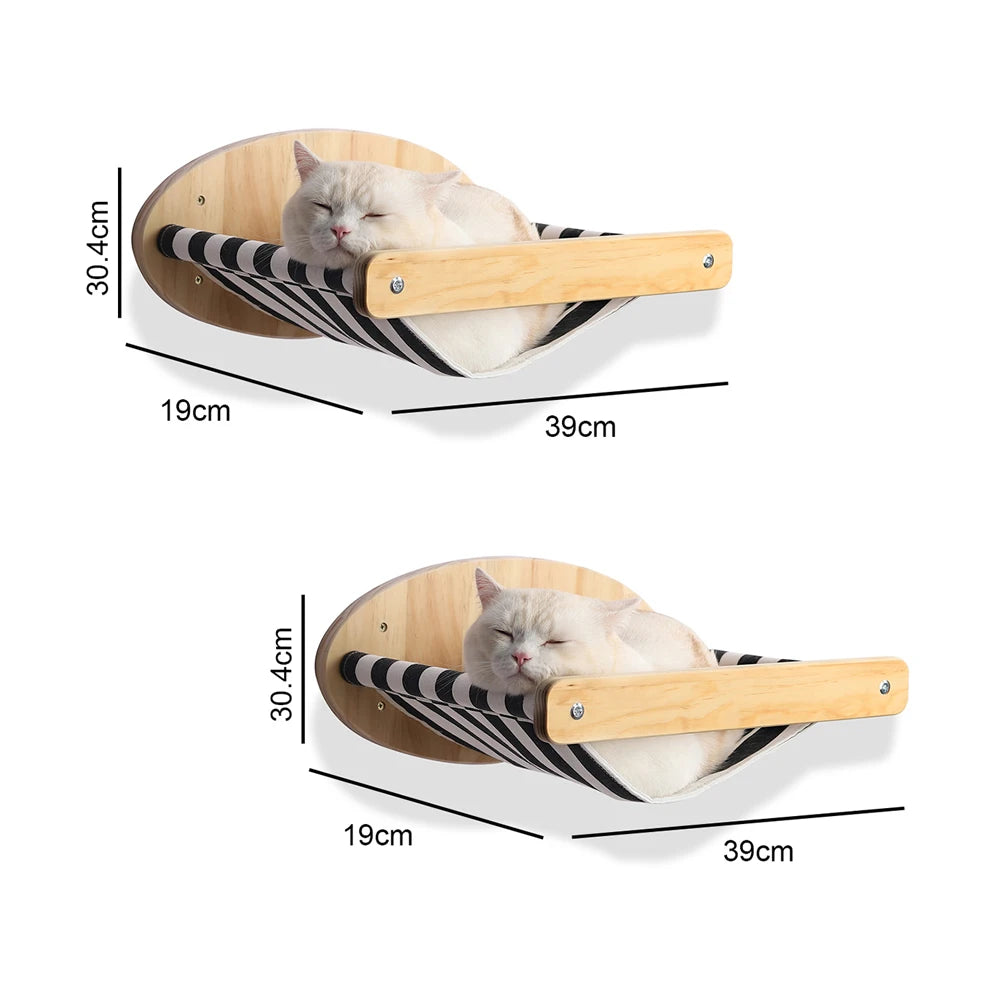 Premium Wooden Cat Wall Furniture Set - Multi-Level Climbing Shelves, Hammocks & Scratching Posts for Indoor Cats