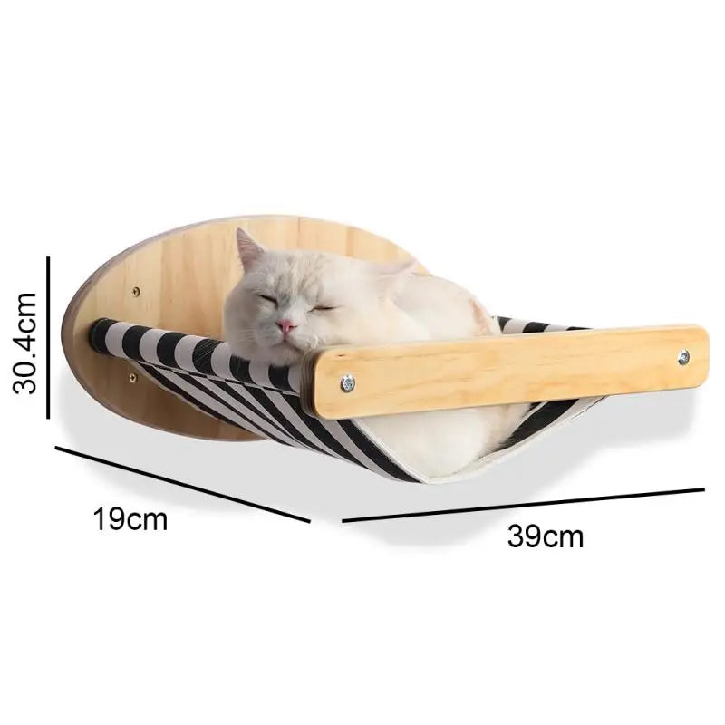 Modular Wall-Mounted Cat Climbing System - Wooden Cat Tree Shelves with Hammocks & Scratching Posts