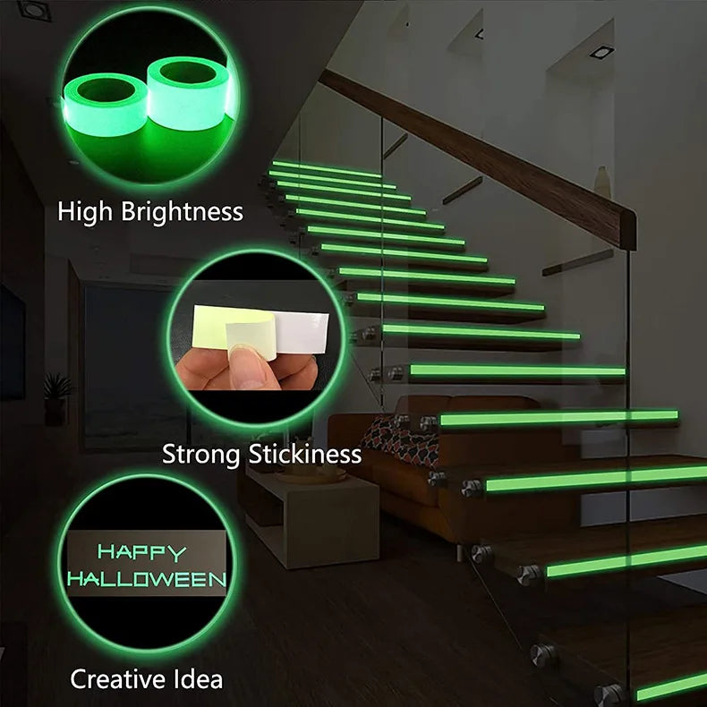 Glow-in-the-Dark Safety Tape for Cats - Luminous Anti-Slip Stair Markers & Home Warning Strips