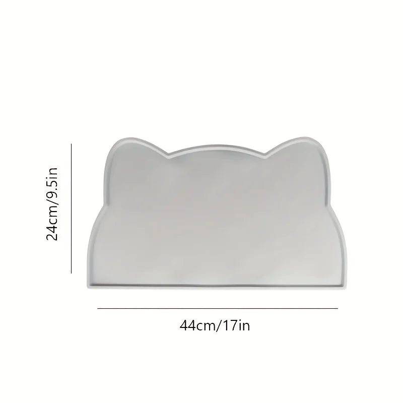 Silicone Cat Feeding Mat - Waterproof Food Bowl Placemat with Raised Edges