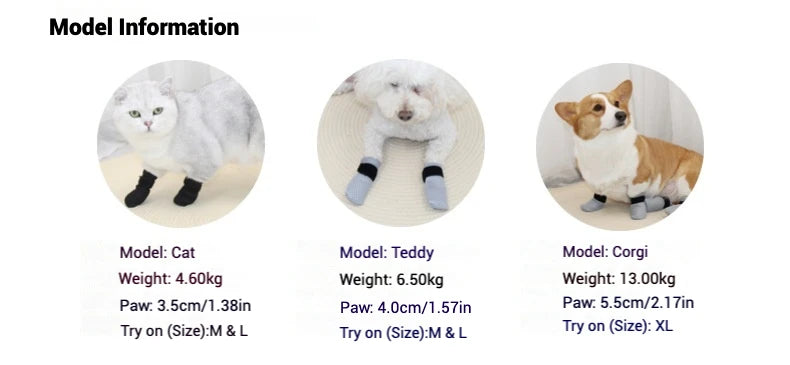Cat Paw Protector Socks - Soft Anti-Scratch Booties with Secure Velcro Fastening for Indoor Cats