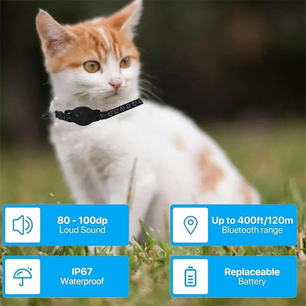 GPS Cat Collar Tracker with Real-Time Location - Adjustable Reflective Safety Collar for Cats and Kittens