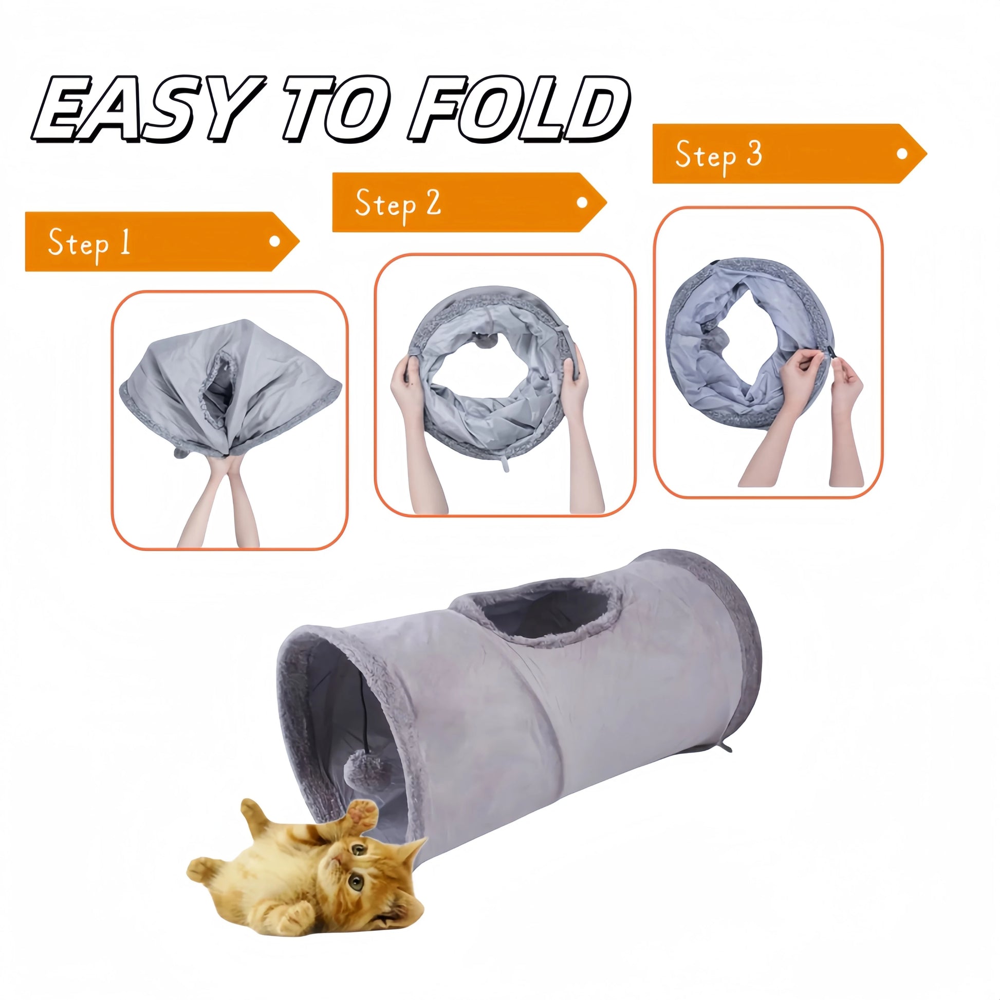Collapsible Cat Tunnel - Interactive Play & Hide Toy for Cats, Kittens & Small Pets | Suede Finish | 2-Way & 3-Way Options Available