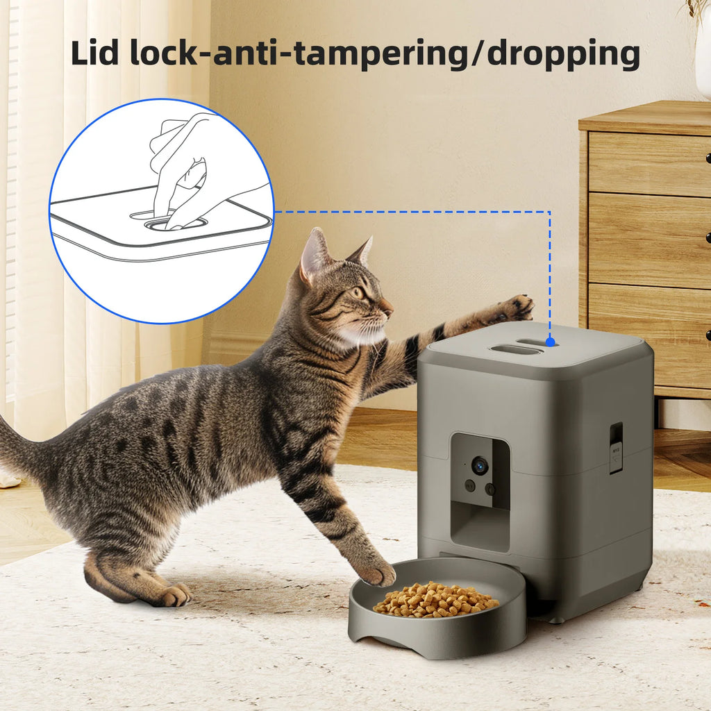 ZYFeeder 2L Smart Automatic Cat Feeder with Wi-Fi Camera - Remote Controlled Pet Food Dispenser for Cats and Dogs (Mains Adaptor Not Included)