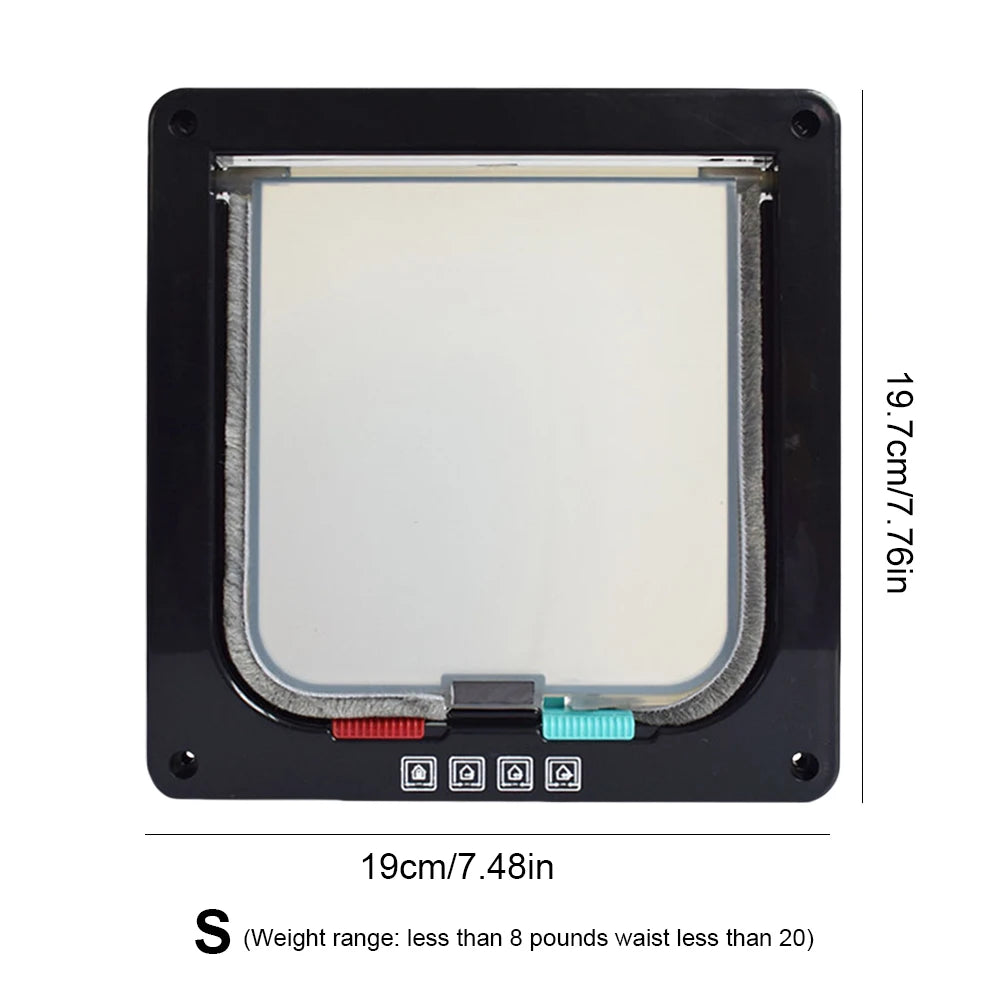 Cat Flap with 4-Way Security Lock - ABS Plastic Pet Door for Cats and Small Pets