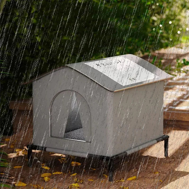 Waterproof Outdoor Cat House - Insulated Shelter with Foldable Washable Plush Bed for Cats