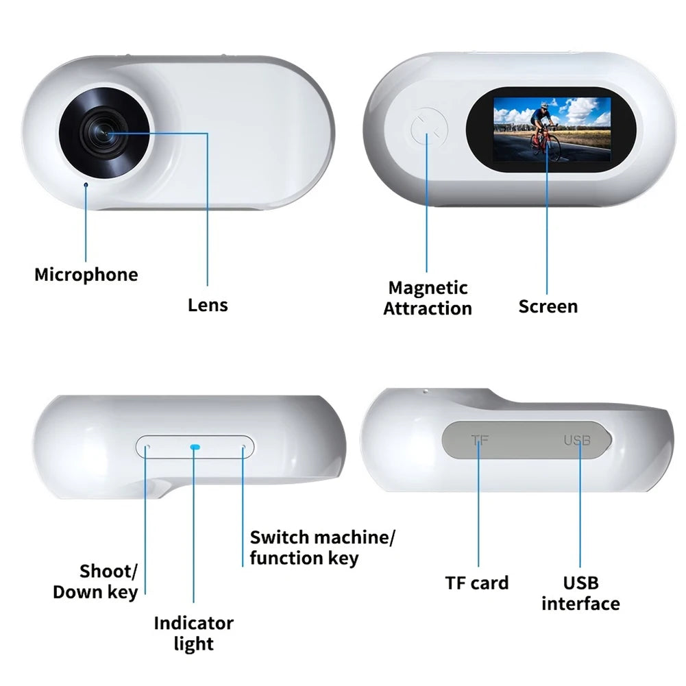 Pet Collar Camera - HD 1080P Wireless Action Camera with Silicone Collar & LCD Screen