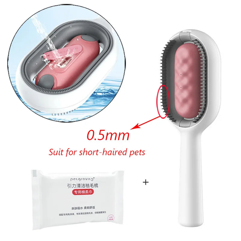 Double-Sided Cat Hair Removal Brush with Cleaning Wipes