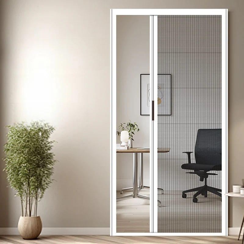 Cat-Safe Retractable Screen Door - Keep Cats In & Insects Out, No-Drill Mesh Barrier, Aluminium Frame for Fresh Air Without Escape Risks