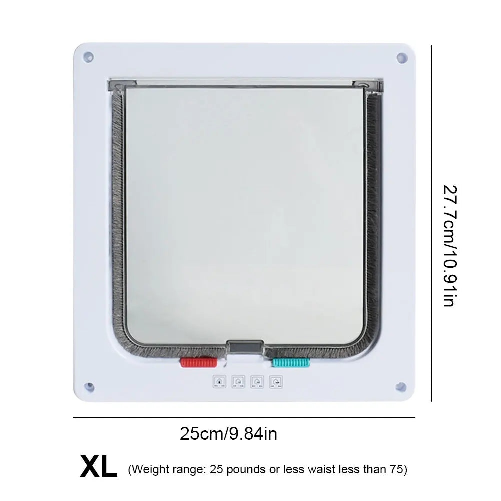 Cat Flap with 4-Way Security Lock - ABS Plastic Pet Door for Cats and Small Pets