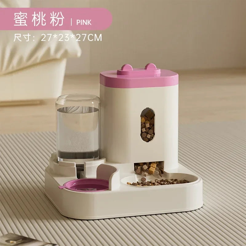 Automatic Cat Feeder and Water Fountain with Large Capacity Storage - Gravity-Fed Dual Bowl System