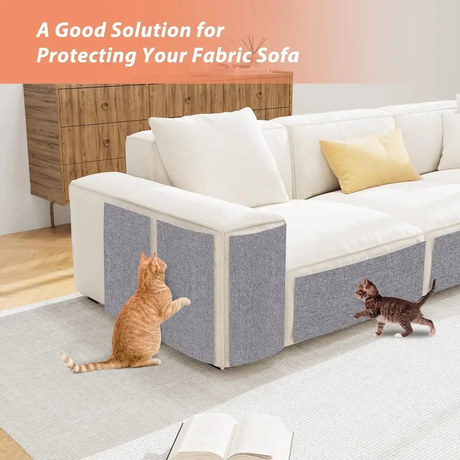 Self-Adhesive Cat Scratching Mat - Trimmable Furniture Protector for Sofas, Walls & Corners
