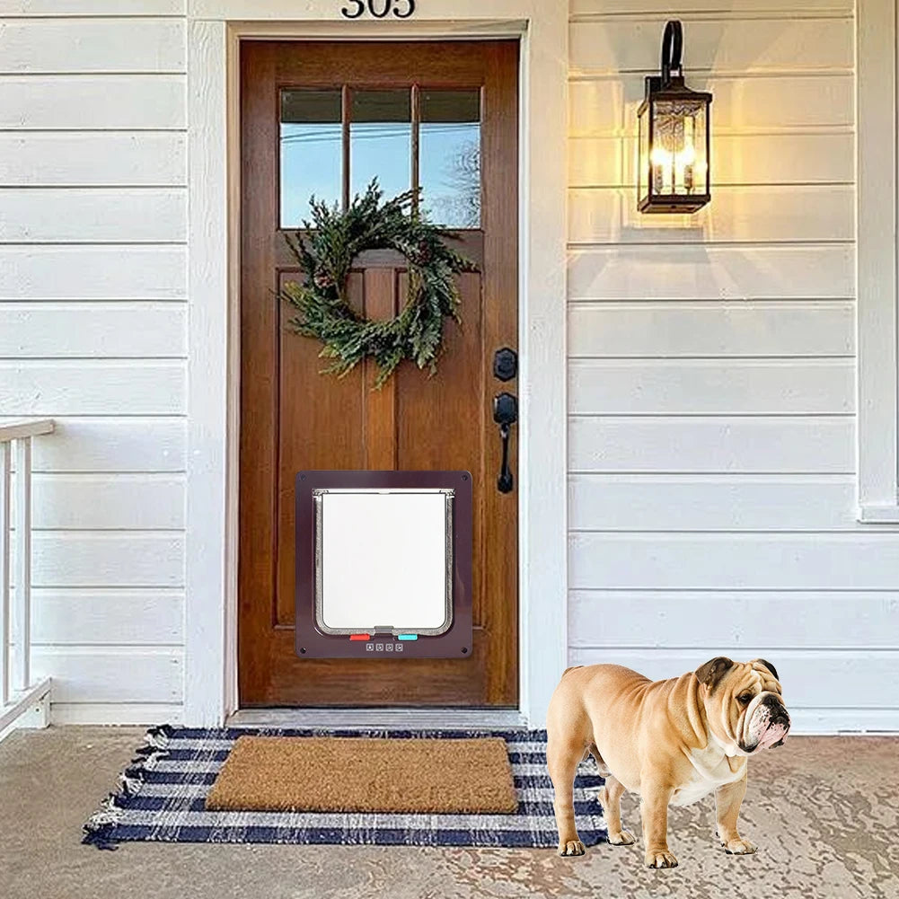 Cat Flap with 4-Way Security Lock - ABS Plastic Pet Door for Cats and Small Pets
