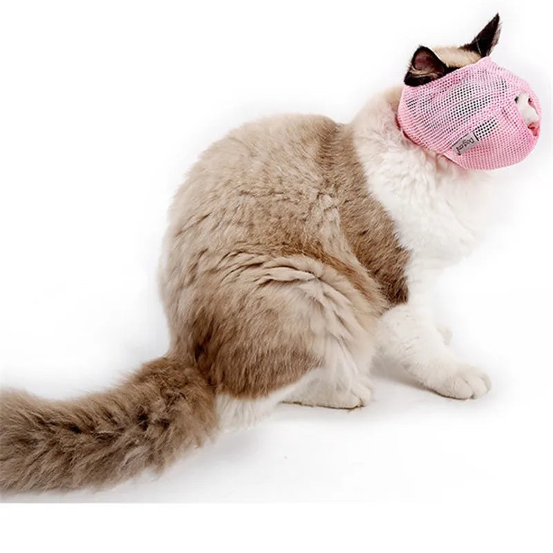 Cat Grooming Muzzle Bag - Breathable Mesh Restraint for Bathing, Nail Trimming & Vet Visits
