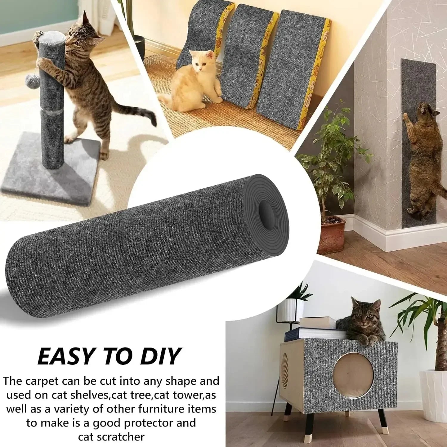 Self-Adhesive Cat Scratching Mat - Furniture Protection & Climbing Surface for Cat Trees