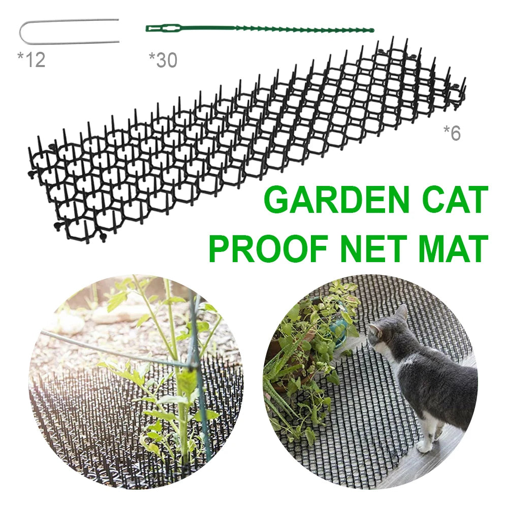 Cat Deterrent Mats - Pack of 6/10 Prickle Strips with Ground Pegs for Garden & Furniture Protection