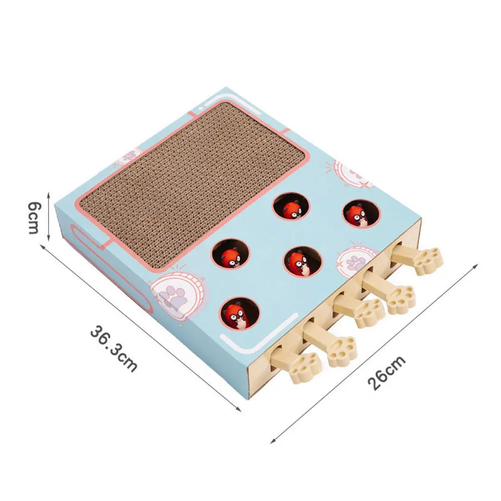 Interactive Whack-a-Mole Cat Scratching Board - Multi-Function Puzzle Toy with Claw Care