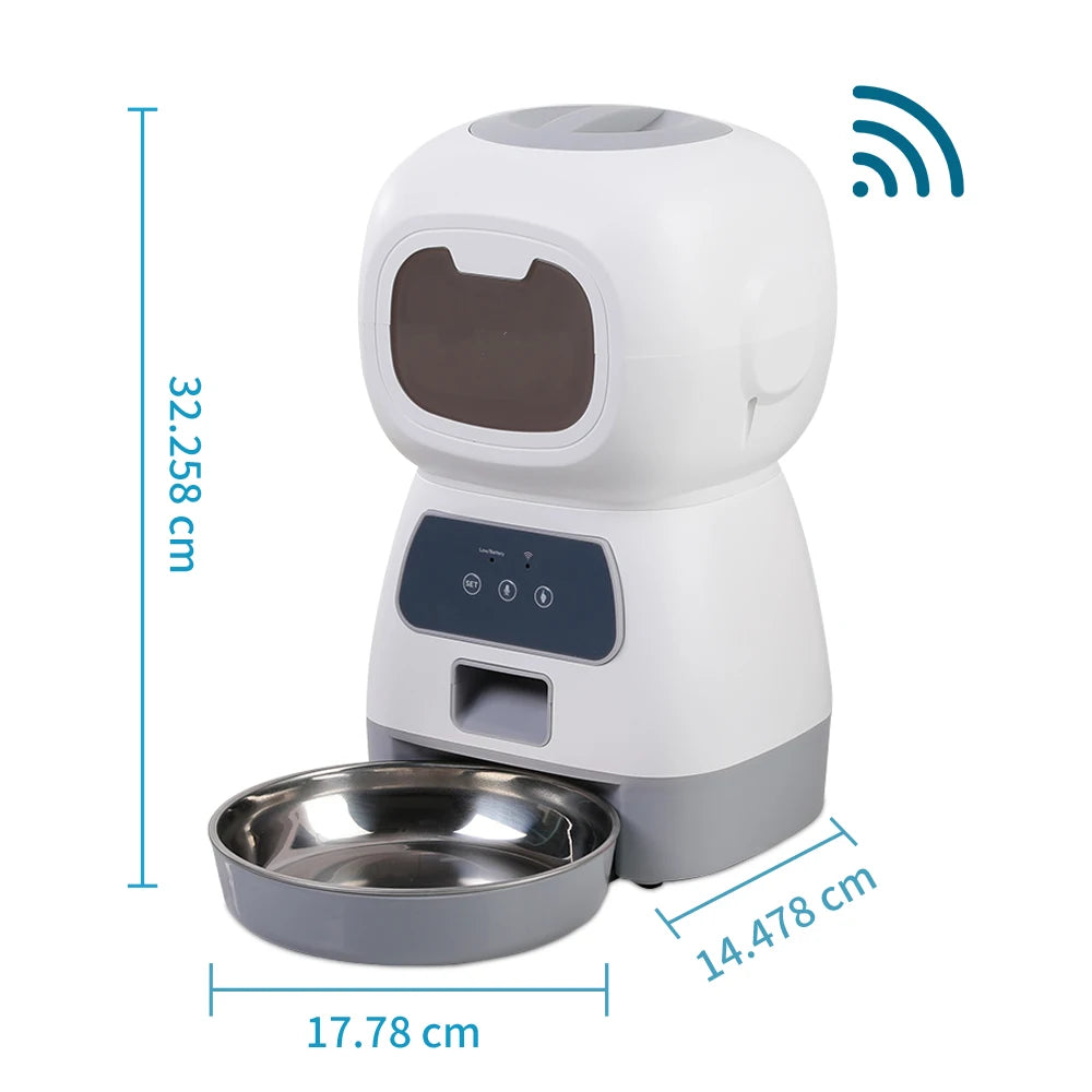 WiFi Smart Automatic Cat Feeder - 3.5L Voice Recording Pet Food Dispenser with App Control