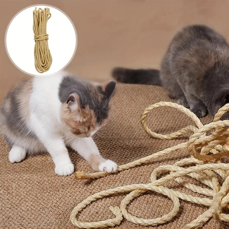 Natural Sisal Rope for Cat Scratching Posts - 10m/20m/50m DIY Cat Scratcher Repair & Furniture Protection