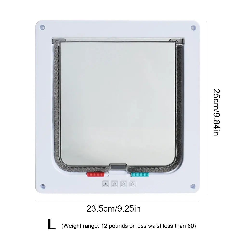 Cat Flap with 4-Way Security Lock - ABS Plastic Pet Door for Cats and Small Pets