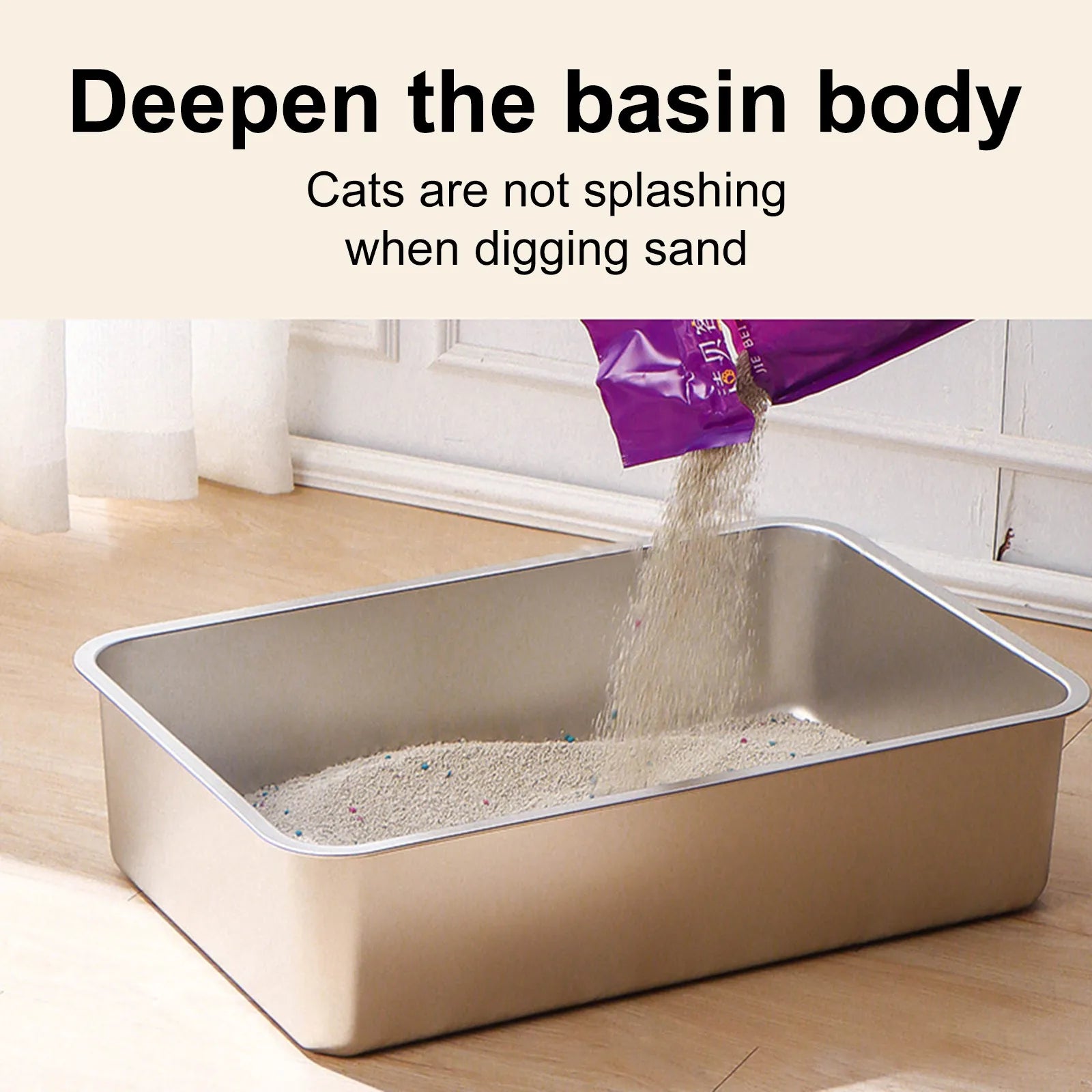 Premium Stainless Steel Cat Litter Tray - Extra Large Metal Litter Box for Multiple Cats