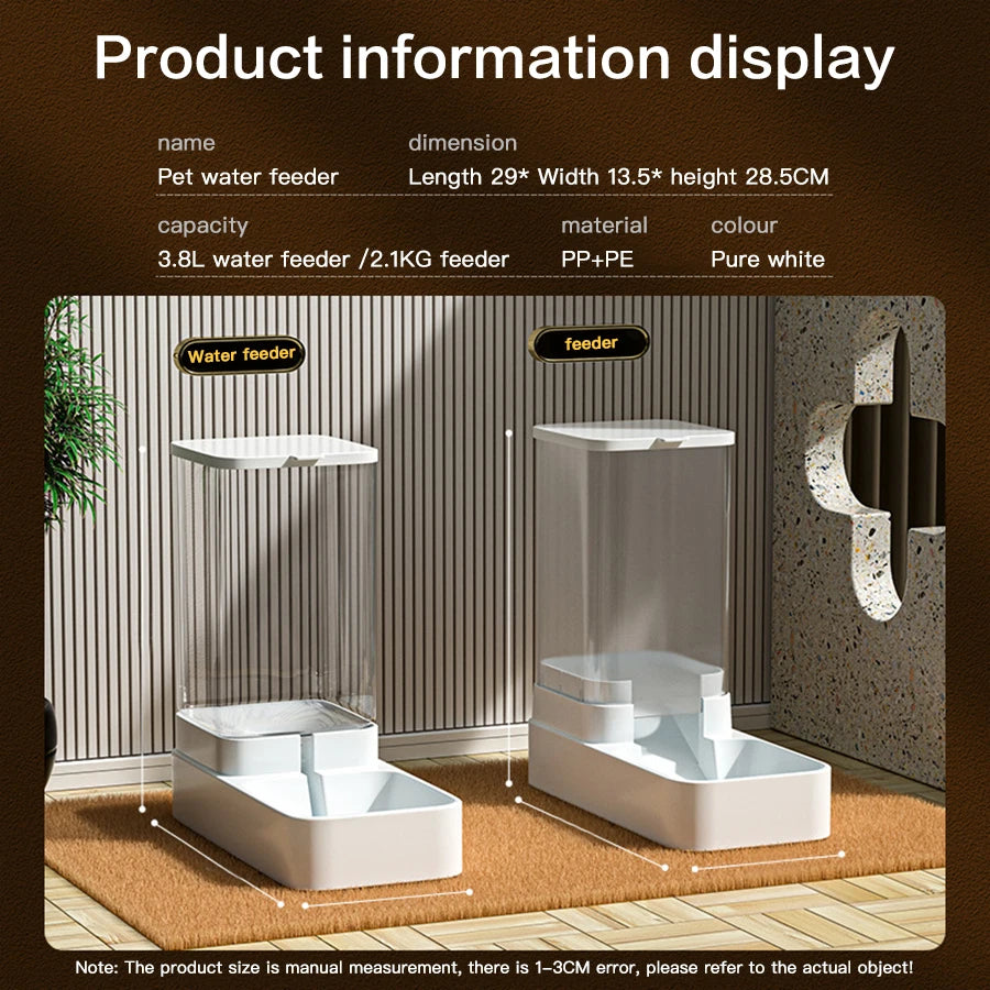 Gravity Cat Feeder and Water Dispenser Set - Automatic Food and Water Bowl with 3.8L Storage for Cats