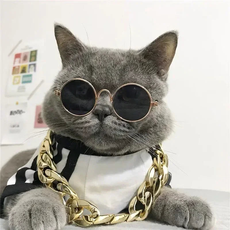 Cat Sunglasses with UV Protection - Cute Pet Photo Props for Cats & Small Dogs