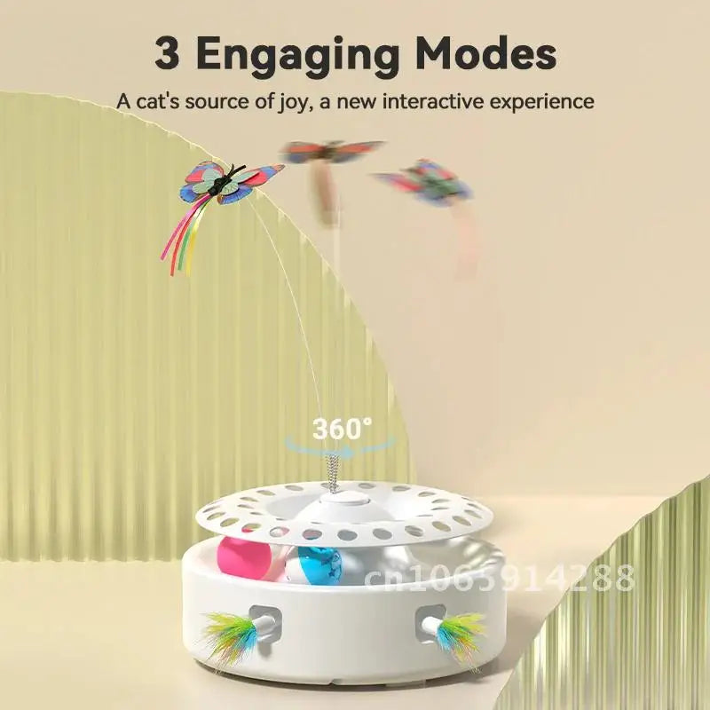 ROJECO 3-in-1 Automatic Cat Teaser Toy - Interactive Feather & Ball Set for Indoor Cats