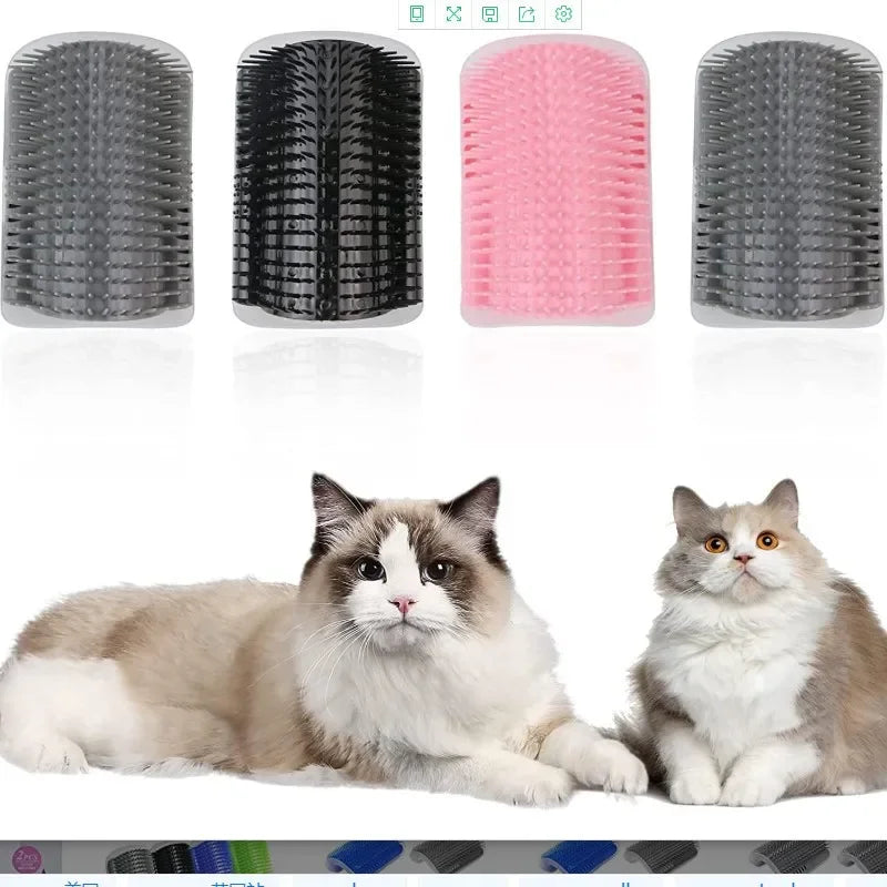 Cat Corner Self-Grooming Brush with Catnip - Wall-Mounted Massage and Deshedding Comb for Cats