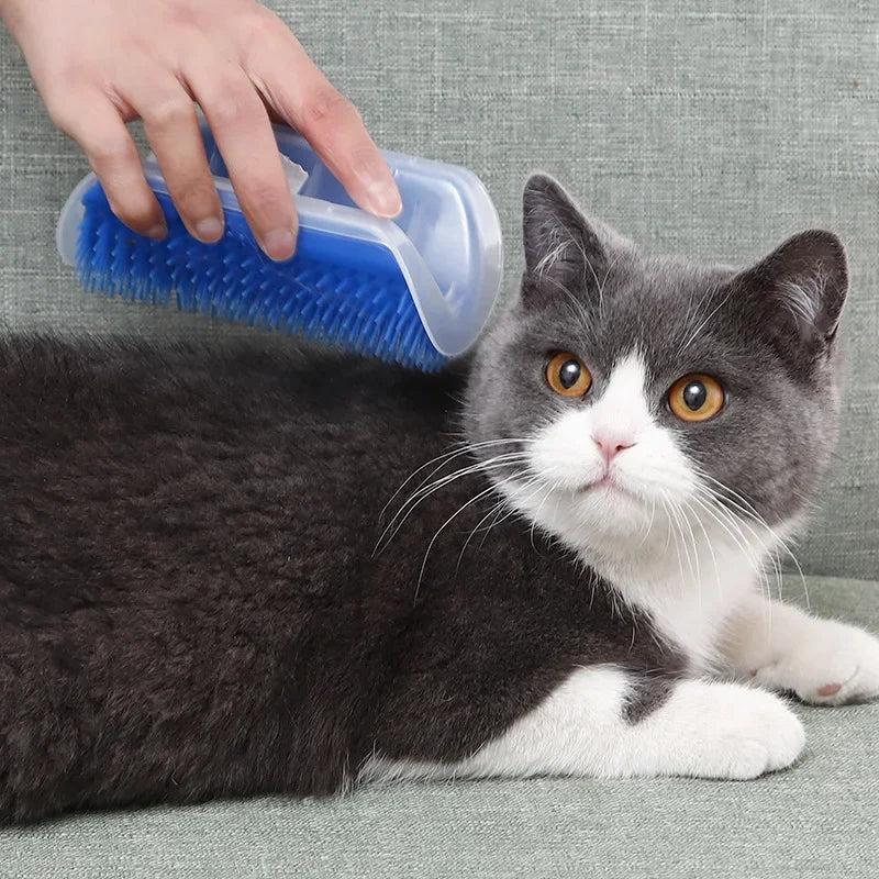 Cat Corner Self-Grooming Brush with Catnip - Wall-Mounted Massage and Deshedding Comb for Cats