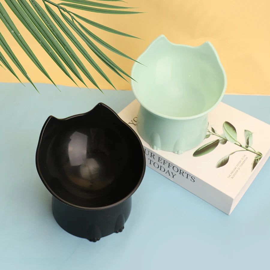 Ergonomic Raised Cat Bowl - Anti-Tip Tilted Feeding Dish for Comfortable Dining & Neck Protection