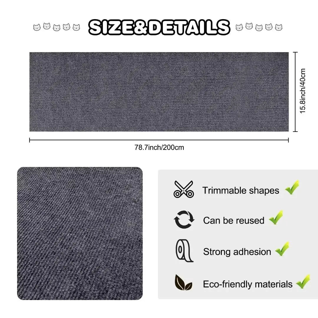 Self-Adhesive Cat Scratch Protection Mat - Furniture Guard for Sofas & Carpets | Trimmable Roll